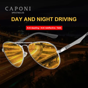 CAPONI Night Vision Okuliare Jazdy Mužov Photochromic Polarizované slnečné Okuliare UV400 Ochranu Proti Oslňujúci Muž Slnečné Okuliare BSYS3110