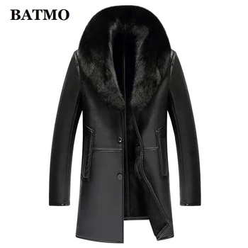 BATMO 2022 nový príchod zimy prírodná koža zákopy srsti mužov,fox kožušiny golier daždi kabát mužov 8889