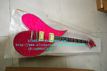 doprava zadarmo nový Big John heart-shape elektrická gitara s obalom okraj v červenej farbe vyrobené v Číne BJ-176