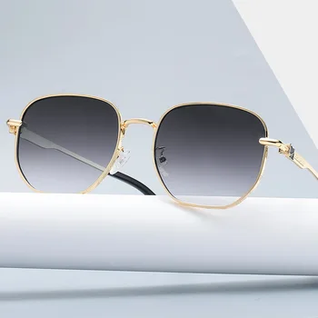 zlaté kovové slnečné okuliare pre mužov retro uv400 2021 námestie slnečné okuliare pre ženy gradient objektív hnedé dropshipping