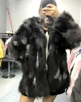 Skutočné skutočné prírodné fox kožušinový kabát s kapucňou módne teplé zimné viest ladies bunda vlastné akejkoľvek veľkosti