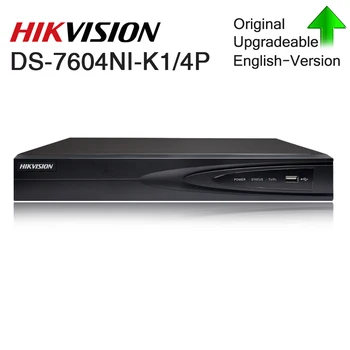 NVR Hikvision 4CH DS-7604NI-K1/4P Siete Vedi Nahrávač 4 PoE Porty, CCTV IP Kamera Rekordéra Vložený Plug Play Pôvodnú Upgrade