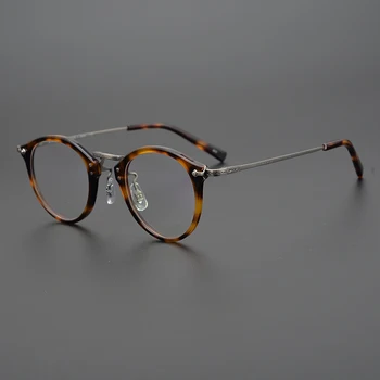 Japonské Ručné Klasické Kola Optické Okuliare, Rám Muži Ženy Acetát Predpis Okuliare Titán Krátkozrakosť Okuliare