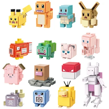nové Hračky, štýly Malé Mewtwo psyduck Budovy Pokemon Bloky Malé Cartoon Picachu Animal Model Vzdelávania Grafika Hry Pokemon