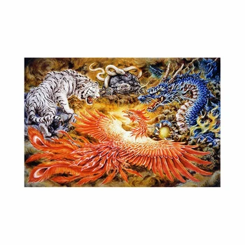 5D DIY Dragon Phoenix Tiger, Korytnačka Diamond Maľovanie Námestie Kolo Drahokamu Hobby Mozaiky Ručné Darček Cross Stitch Domov Zariadených izbách