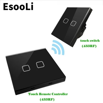 EsooLi MUTE Prepínač Normy EÚ 1/2/3 Gang 2 Spôsob Biela Bezdrôtové Diaľkové Stenu Ľahký Dotyk Prepínač Bezdrôtovej Stick Remote Touch Prepínač