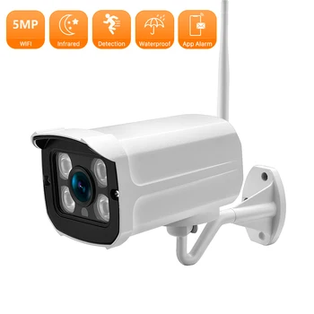 H. 265 5MP Kamery IP Vonkajšie Bezdrôtové Bezpečnostné Kamery INFRAČERVENÉ Nočné Videnie Detekcia Pohybu Alarm Bullet CCTV kamerový monitorovací