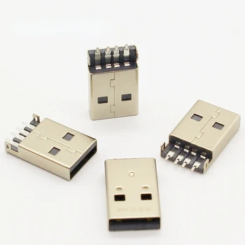 10pcs/veľa USB 2.0 4Pin Typ Mužskej Plug SMT Konektor Black G49 pre Prenos Dát Nabíjania