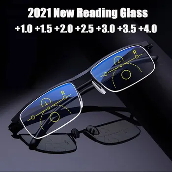 Nová Progresívna Multifokálna Okuliare na Čítanie Muži Ženy Anti Modrá UV Ochranu EyesGlasses Pol Rám Automatické Prispôsobenie Okuliarov