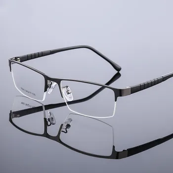 Nadrozmerné Muži Ženy Obdĺžnikový Pol Rim Okuliare Kovové Okuliare Dioptrické Rám Pre Optické Šošovky Krátkozrakosť Presbyopia
