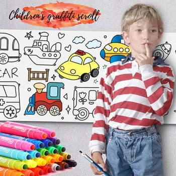 3m dlhé detský Osvietenie Môže Byť Vyslaný s Graffiti Papier na Kreslenie Žiadne Špinavé steny, Môžu byť použité ako nálepky Diy Papier pre opätovné použitie