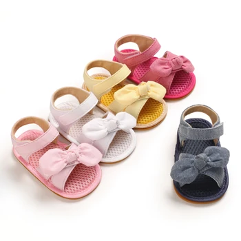 2021-03-01 Lioraitiin 0-12M Novorodenca Sandále Baby Girl Bowknot Bavlna Sandále Mäkké Jediným Bežné Jasličky Topánky Prvý Prewalker