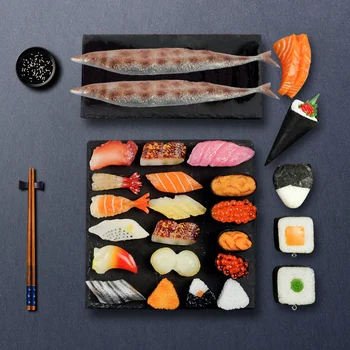 Veľké Umelé Simulované Japonské Sushi Losos Potravín Model Reštaurácia Dekorácie Strieľať Rekvizity Miniatúrne Hračky Mäso Prop Okno