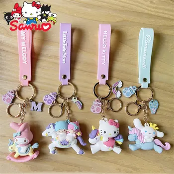 Sanrio Melódie Kuromi Hello Kitty Cinnamoroll Keychain Taška Prívesok Roztomilý Kreslený Creative Auto Keyring Anime Školské Tašky Krúžok Na Kľúče