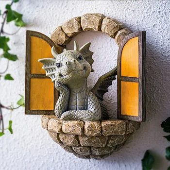 MystiCalls Záhrada Dragon Meditácie Sochu Zberu Živice Dekorácie Vonkajšie Záhradné Dekorácie, Ozdoby