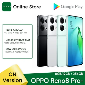 OPPO Reno8 Pro Plus 5G Smartphone 8GB 128GB Dimensity 8100-MAX 120Hz AMOLED Displej 50MP Triple Fotoaparát Reno 8 pro + Mobilné Telefóny