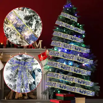 Vianočné LED Reťazec Svetlo s Modrou Stuhou Dovolenku Farebné Rozprávky Svetlá na Vianočný Stromček DIY Dekorácie Nový Rok Dodávky