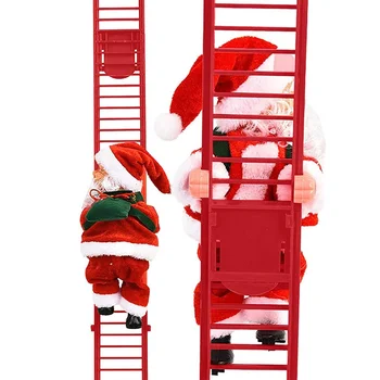 Nové Vianočné Ozdoby Darček Elektrické Lezenie Rebríky Santa Claus Bábiky Hračky s Hudbou Veselé Vianoce Stromu Visí Dekor