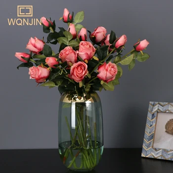 WQNJIN Nový 1 Banda 2 Umelé Európskej Pivónia Čaj Rose Camellia Hodváb Umelý kvet DIY Domáce Záhrady, Svadobné Dekorácie