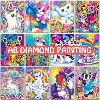 Diamond Maľovanie 5D DIY Kit Farba Cartoon Zvierat Mačka, Pes Jednorožec Home Decor Art Plný Vrták Výšivky Mozaiky Cross Stitch Hobby