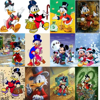 Disney olejomaľba Cartoon Donald Charakter Série DIY Maľovanie podľa Čísel Wall Art Deti Izba Dekor Spálňa Domáce Dekorácie