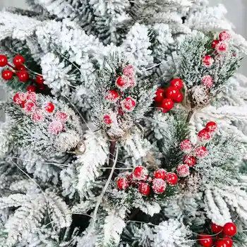 Vianočné Red Berry Articifial Kvet Borovicová Šiška Pobočky, Vianočný Stromček, Dekorácie, Ozdoby Darčekové Balenie Domov DIY Veniec