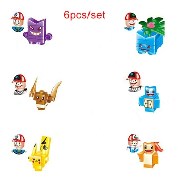 6PCS SY620 Anime Pikachu sa Vyvíja Inteligencie Malé Častice, Stavebné Bloky, Akčné Figúrky Deti Hračky, Darčeky