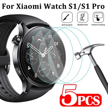 5 ks Tvrdeného Skla pre Xiao Sledovať S1/S1 Pro Smartwatch HD Jasné, Odolné proti Poškriabaniu Screen Protector pre Mi Pozerať S1 Pro