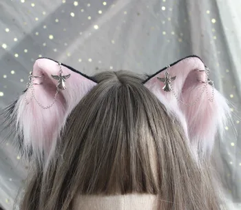 Ručne vyrobené mačky ušné cos zviera ucho mačka ucho klip roztomilý headdress tmavé goth sladké ucho lolita zvierat ucho
