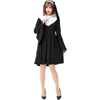 2021 nové Halloween mníška šaty žena kňažky mníška cosplay kostým dámy rehoľné sestry jednotné hre karnevalu cosplay kostým