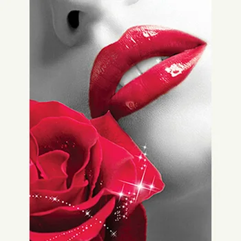 Diamond Maľovanie drahokamu Red rose Lip 3d diy Kolo Diamond výšivky cross stitch diamond mozaiky maľovanie Domova