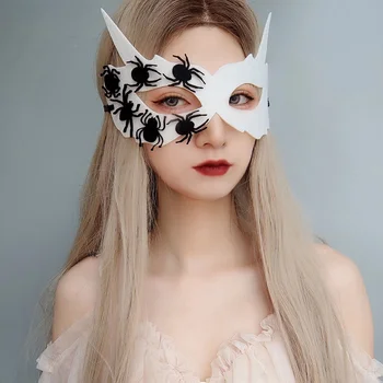 2021 Nové Módy Sexy Cítil Maska pre Ženy, Dámy Čierna Biela Očná Maska Duté Sa zavázanýma očami Spider Exotické Oblečenie hlavový most