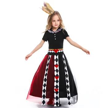 Dievčatá Alice v krajine Zázrakov, Červená Kráľovná Srdce Cosplay Kostým Detský Halloween Výkon Maškarný Party Šaty Deti Kráľovnej Cosplay