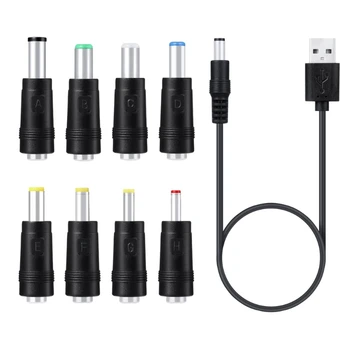 8in1 5V USB DC 5.5x2.1 mm 3,5 mm 4.0 mm 4,8 mm 6.4 mm 5.5x2.5 mm 6,3 mm Konektor Nabíjania Kábel pre Ventilátor Reproduktor Router LED Lampy a viac