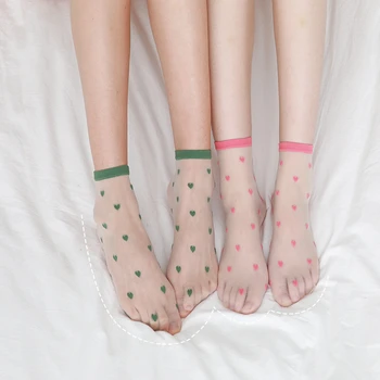 Ženy Ponožky 2022 Nové Letné Farby Srdce Ženy Móda Členok Roztomilé Ponožky Ženy Transparentné Kórea Štýl Dievča Módneho Ponožky