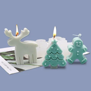3D Veľké Vianočné Voňajúce Silikónové Sviečka Formy DIY Santa Vianočný Stromček, Sadrovca, Ručne vyrábané Mydlo Torte Čokoláda, Formy, Živice, Takže