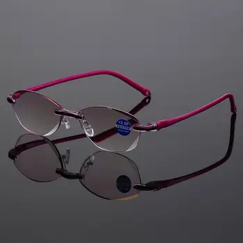 Diopter +1.0 +1.5 +2.0 +2.5 +3.5 +4.0 Frameless Anti-modré Svetlo na Čítanie Okuliare bez obrúčok Ženy Presbyopia Okuliare