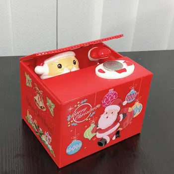 Santa Claus Ukradol Mince Box s Hudbou Elektronické Vianočné Pohybujú Banka Hračka Cartoon Penny sporiteľne Darček pre Chlapcov a Dievčatá