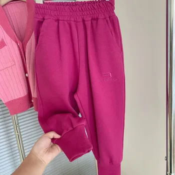Dievčatá Nastaviť Jeseň Nové Dievča od Baby Pink kórejský Štýl Krátke Cardigan Top Fashion Bežné Nohavice Dvoch-dielny Set Batoľa Dievča Oblečenie