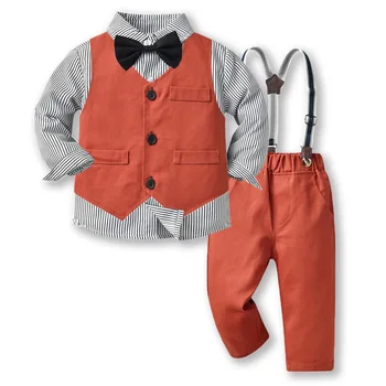 Boutique Dieťa Chlapec Formálne Narodeniny Oblečenie detské Oblečenie motýlik Chlapci Vesta Nohavice Vzory Svadobné Batoľa Oblek