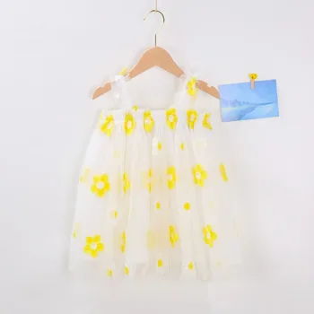Nové Baby Girl Dress Letné Módy Podväzky Výšivky Malé Kvetinové Sladké Roztomilý Princezná Šaty 1. Narodeniny Dievča Sukne Darček