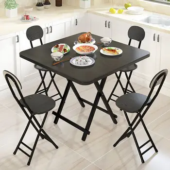 Prenosný Skladací Stôl Moderný Jednoduchý Obývacia Izba, Jedálenský Stôl Nastaviť Nábytok Z Masívu Reštaurácia Kuchynský Stôl Skladacie Stoličky