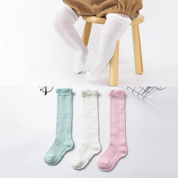 3Pairs/mnoho 0-2Y Baby Ponožky Letné Bavlna Pevné Farebné Deti Pančuchy Dievčatá Oka Roztomilé Ponožky