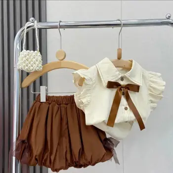 Baby Oblek Lete Roku 2022 Nové dvojdielne Bavlna Topy Bloomers Roztomilý Módne Oblečenie