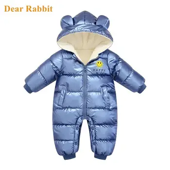 2022 Zimné Detské Oblečenie Novorodenca Chlapec Dievča Teplé Remienky S Kapucňou Jumpsuit Nepremokavé Snowsuit Plus Velvet Vrchné Oblečenie Kabát Oblečenie