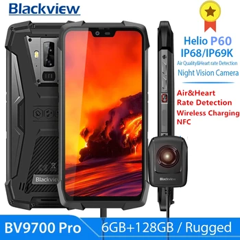 Blackview BV9700 Pro Vodotesný IP68 Robustný Smartphone 6GB+128GB Heliograf P60 16MP Nočné Videnie Fotoaparát Android 9.0 Mobilný Telefón