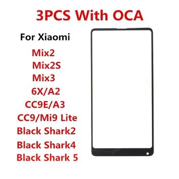 3KS Prednej strane Obrazovky Pre Xiao Mi Mix 2 2S 3 A2 A3 CC9E Black Shark 5 Pro 4 Dotykový Panel LCD Displeji Sa Sklo Opraviť Dielov + OCA