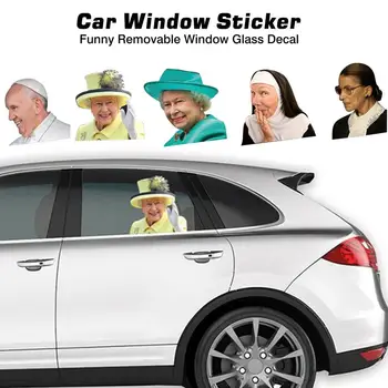 Univerzálne 3D Auto Okno Nálepky Queen Elizabeth, Pápež Francis Ruth Bader Ginsburg Obtlačky Funny Celebrity Auto Zadné Okno Nálepky