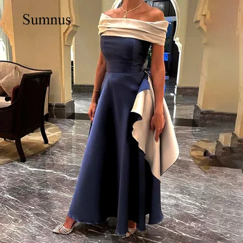 Elegantné Saudskej arabčina Večerné Šaty Ramena Ramienok Dubaj Prom Šaty, Saténové Dĺžka Podlahy Večerné Šaty Župan de Soiree