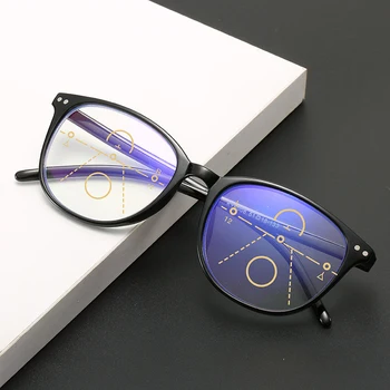 Multifokálne okuliare na čítanie progresívna multifokálna anti-modré svetlo UV ochrany okuliare na čítanie plný rám mužov a žien